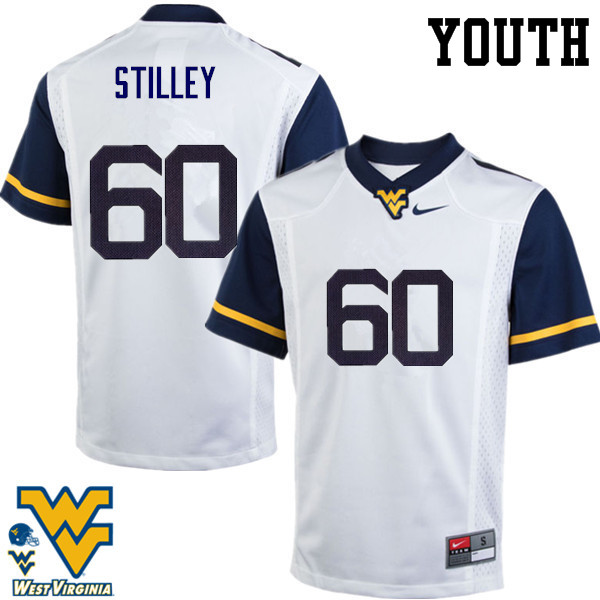 Youth #60 Adam Stilley West Virginia Mountaineers College Football Jerseys-White